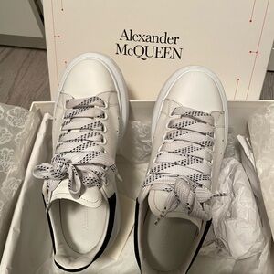 Used Alexander McQueen White Sneakers with Black Detail